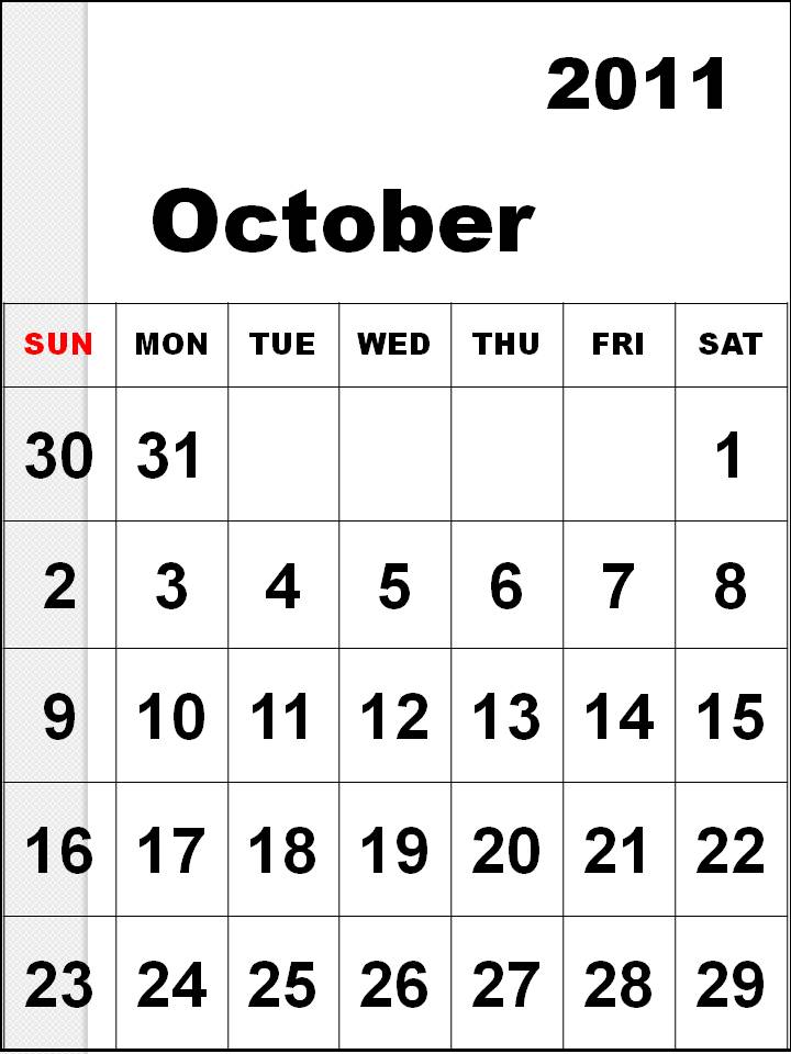 calendar for october 2011. a free october Printable