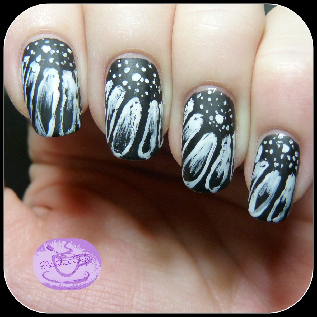 black and white nail art