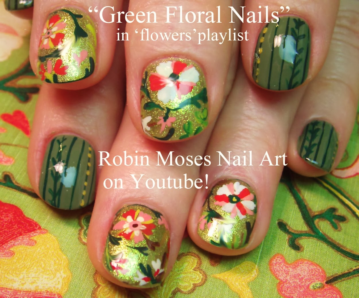 Nail Art by Robin Moses "flower nail art" "spring nails" "nail art
