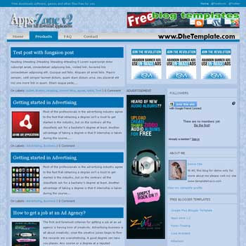 Apps-Zone V.2 blogger template. 3 column blogger template. ads ready blogger template. 3 column blogspot template