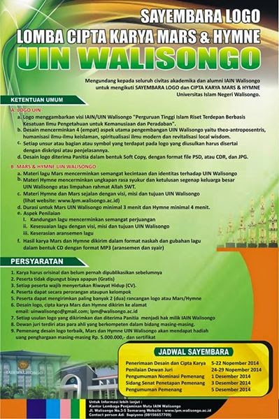 Lomba Cipta Logo, Mars dan Hymne UIN Walisongo Semarang Lomba Cipta Logo, Mars dan Hymne UIN Walisongo Semarang