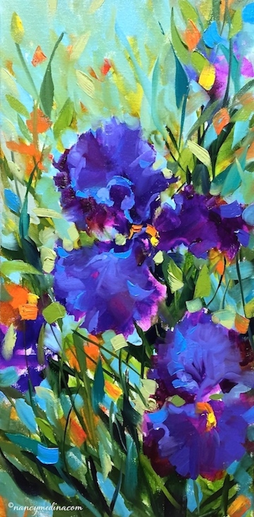 http://www.nancymedina.com/available-paintings/signs-of-spring-purple-iris