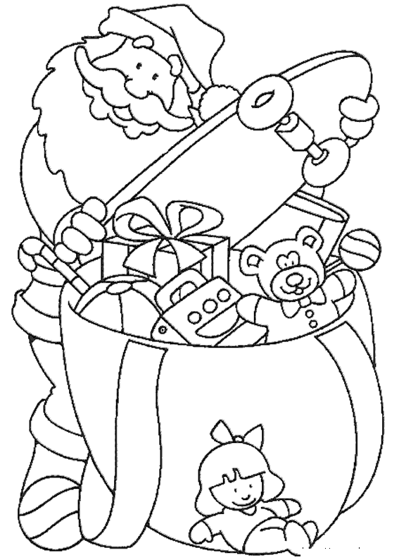 imagens papai noel com saco de presentes pintar Desenhos Para Colori papai noel com saco de presentes desenhar