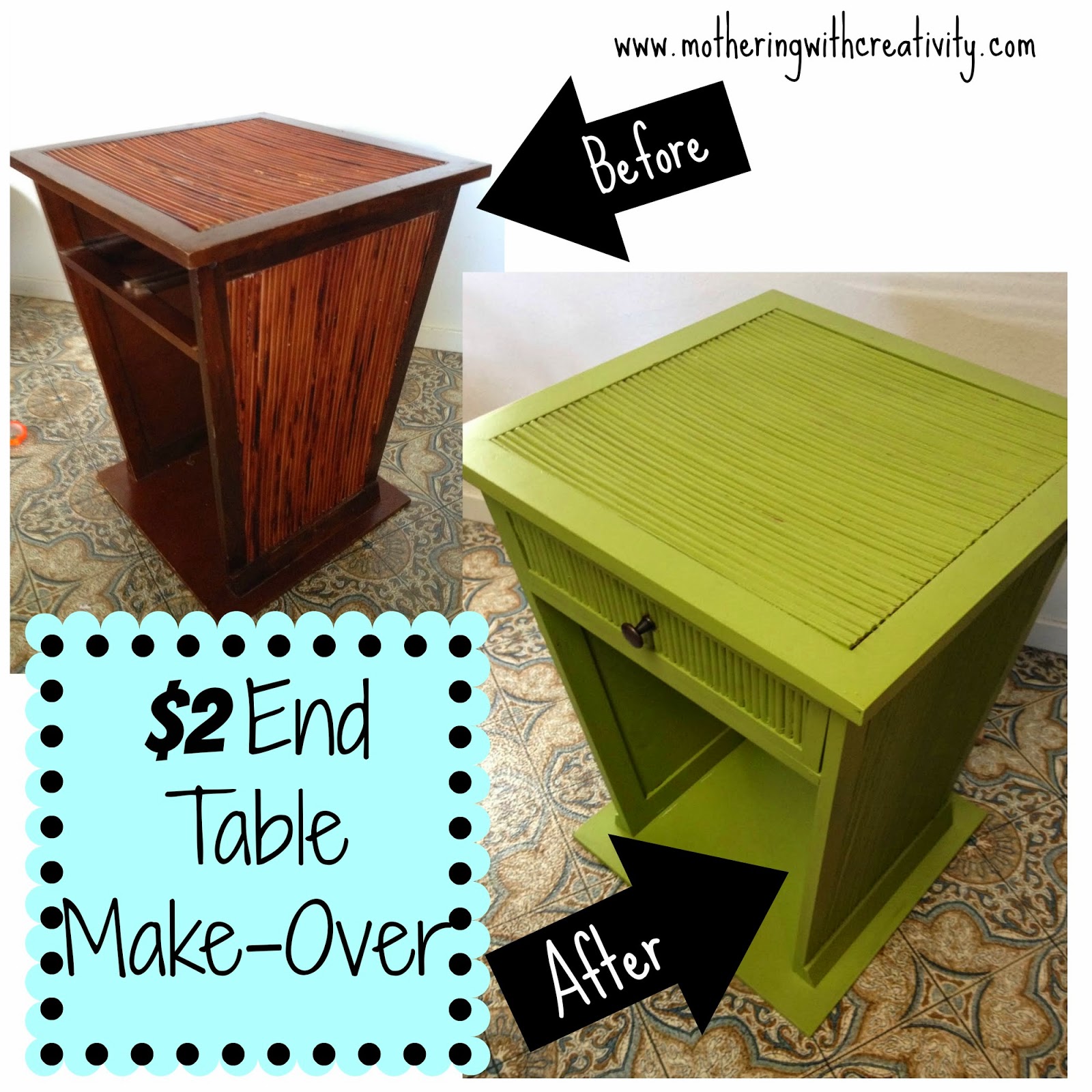 Mothering with Creativity 2 End Table MakeOver