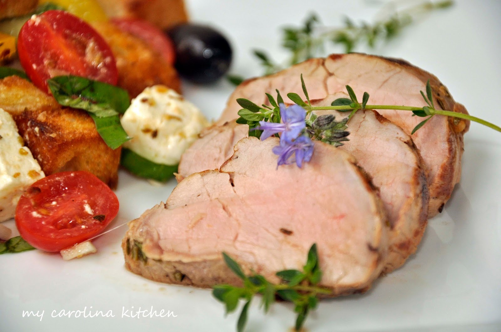 My Carolina Kitchen HerbMarinated Pork Tenderloin with a Greek