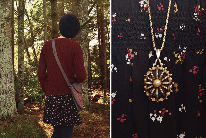 Outfit: little black dress with cardigan and vintage necklace Outfit: little black dress with cardigan and vintage necklace