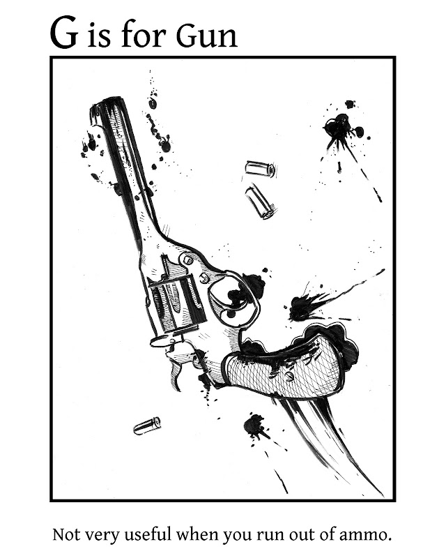 ABC Zombie Coloring Book: G is for Gun title=