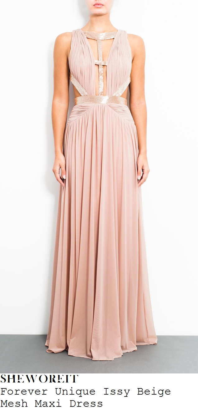 catherine-tyldesley-nude-beige-and-gold-bronze-grecian-strap-detail-maxi-dress-gavin-blythe-ball