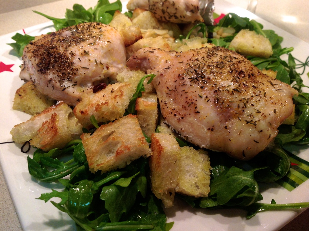 Cook In / Dine Out Roasted Chicken with Greens and Bread Salad