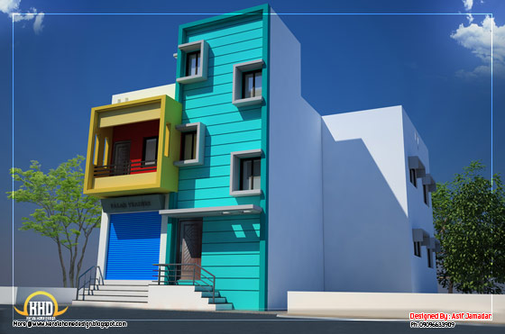 House with shop elevation - 2600 Sq. Ft. (242 Sq. M.) (289 Square Yards) - March 2012 House with shop elevation - 2600 Sq. Ft. (242 Sq. M.) (289 Square Yards) - March 2012