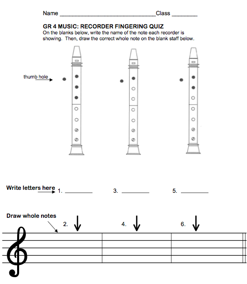 Recorder Fingering Quizzes Exclusive Music