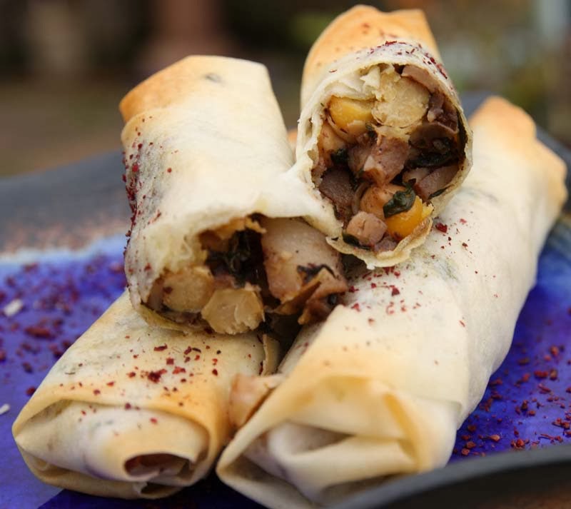 A2K A Seasonal Veg Table Baked Sumac Spinach Spring Rolls
