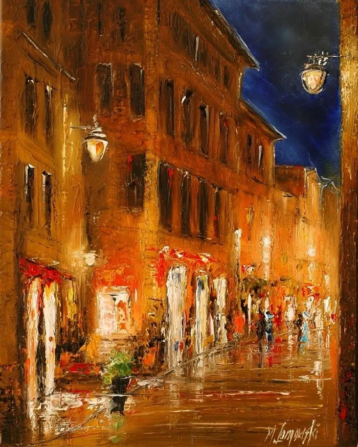 Marek Langowski | Polish Impressionist Landscapes painter | Venice by night