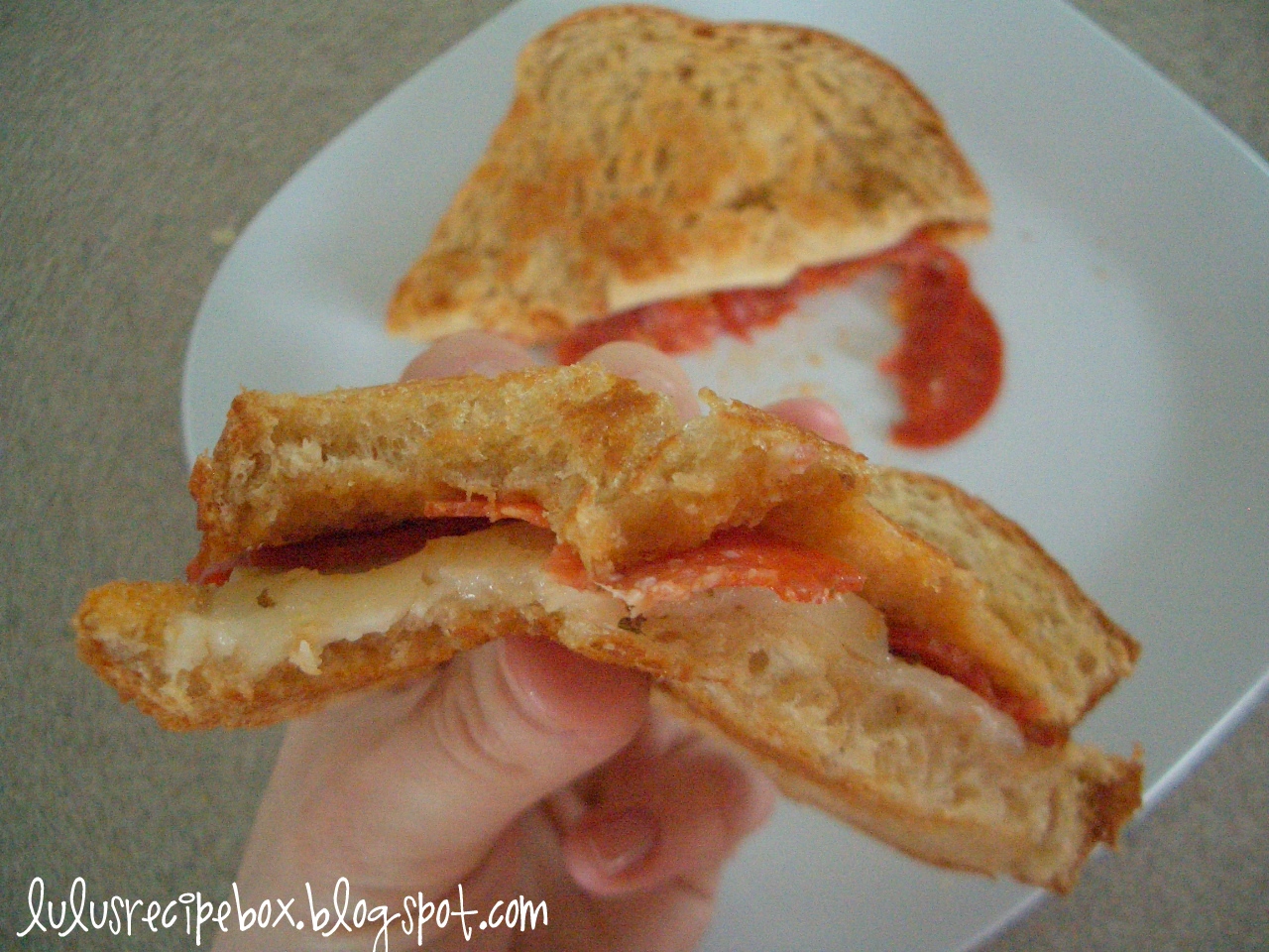 Leesh & Lu's Recipe Box Grilled Pepperoni & Cheese Sandwiches {with a