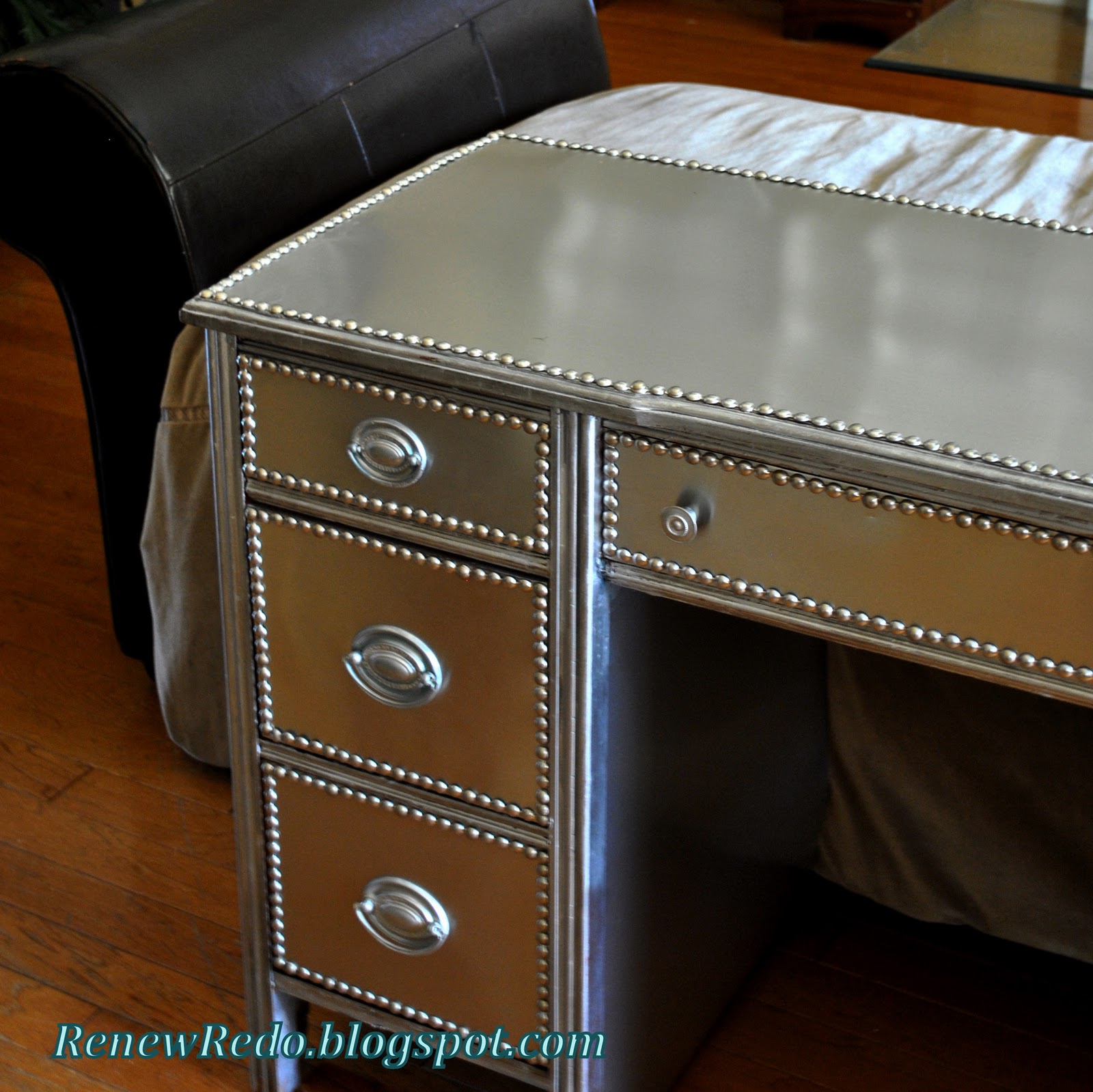 Renew Redo An old desk gets a stainless steel look. DIY Show Off