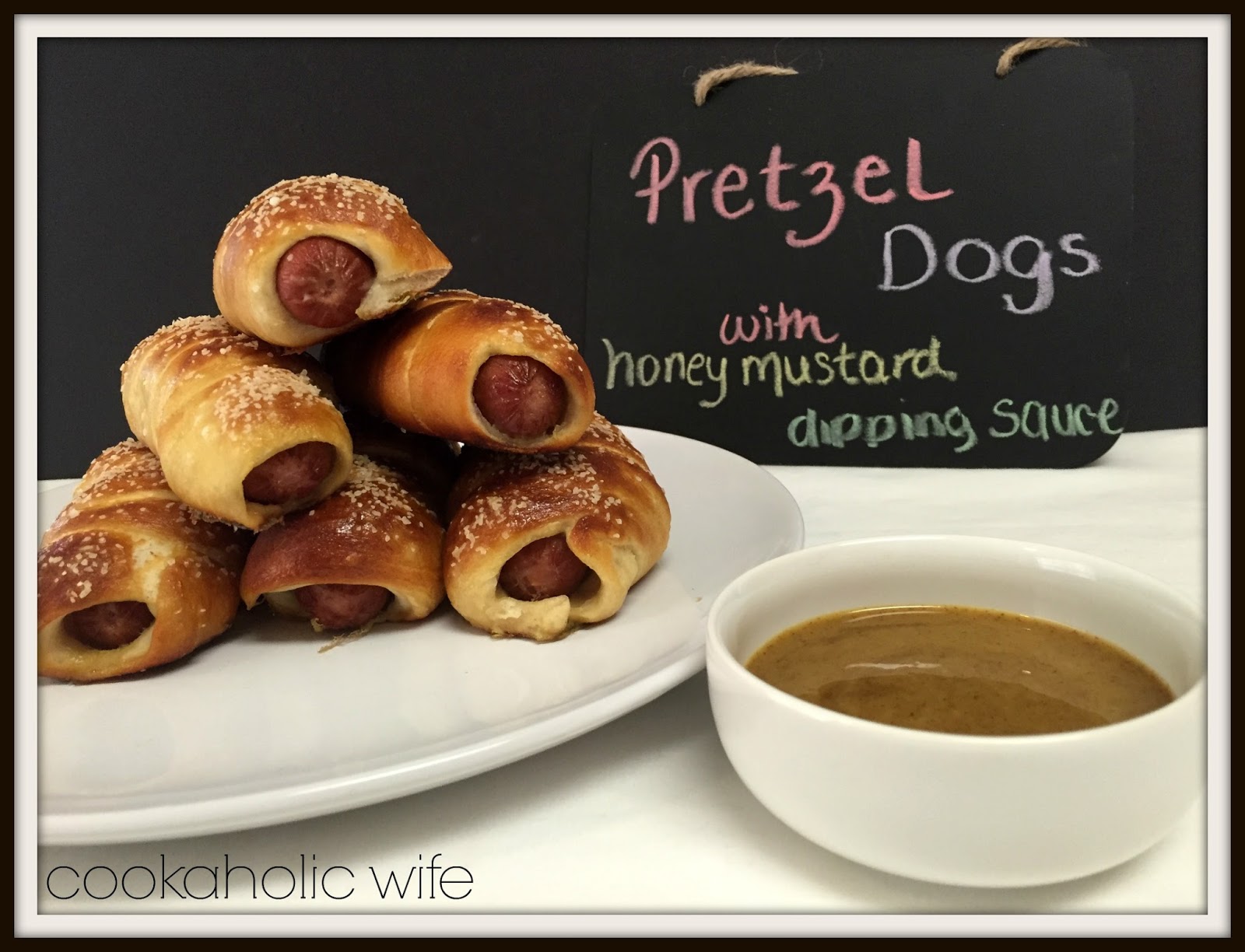 Cookaholic Wife Improv Challenge Pretzel Dogs with Honey Mustard