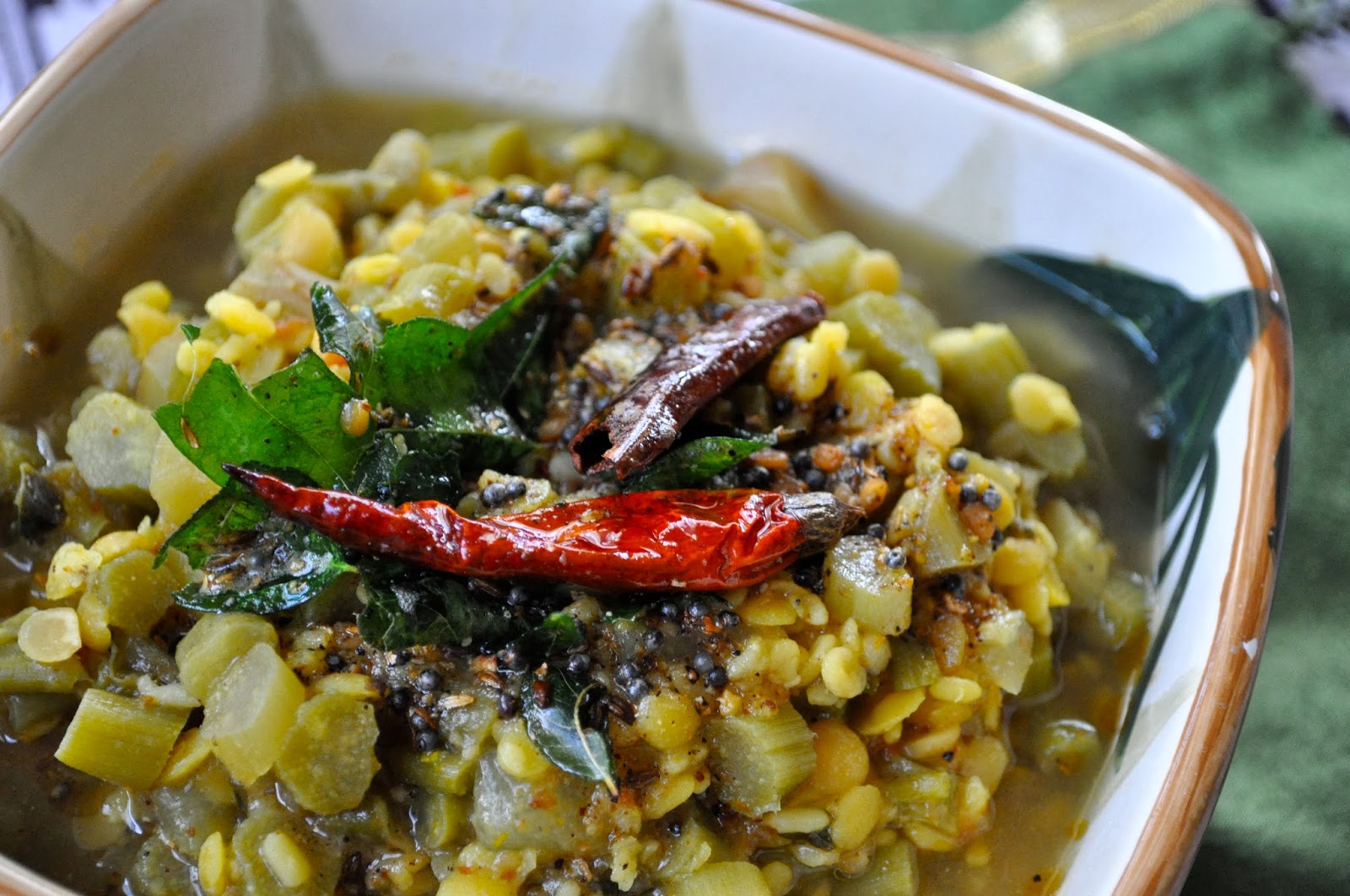 Cooking with Meena Keerai (greens) Thandu (stem) Kootu