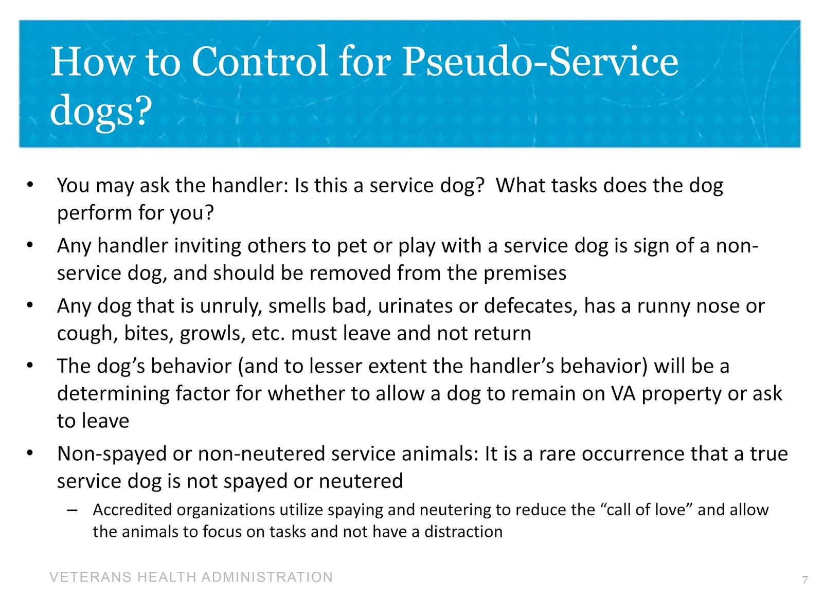 Dog Law Reporter VA Secretary Puts Service Dog Rules Revision on Fast