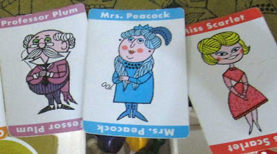 Close up of Miss Scarlet, Professor Plumb, and Mrs. White with their cartoon modern styling