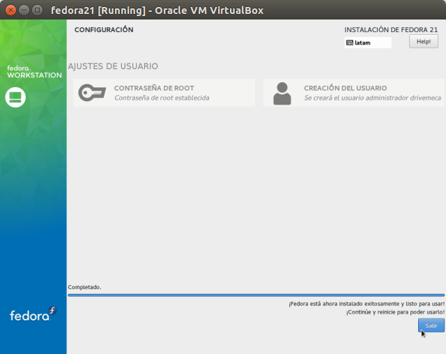 DriveMeca instalando Linux Fedora Workstation 21 paso a paso