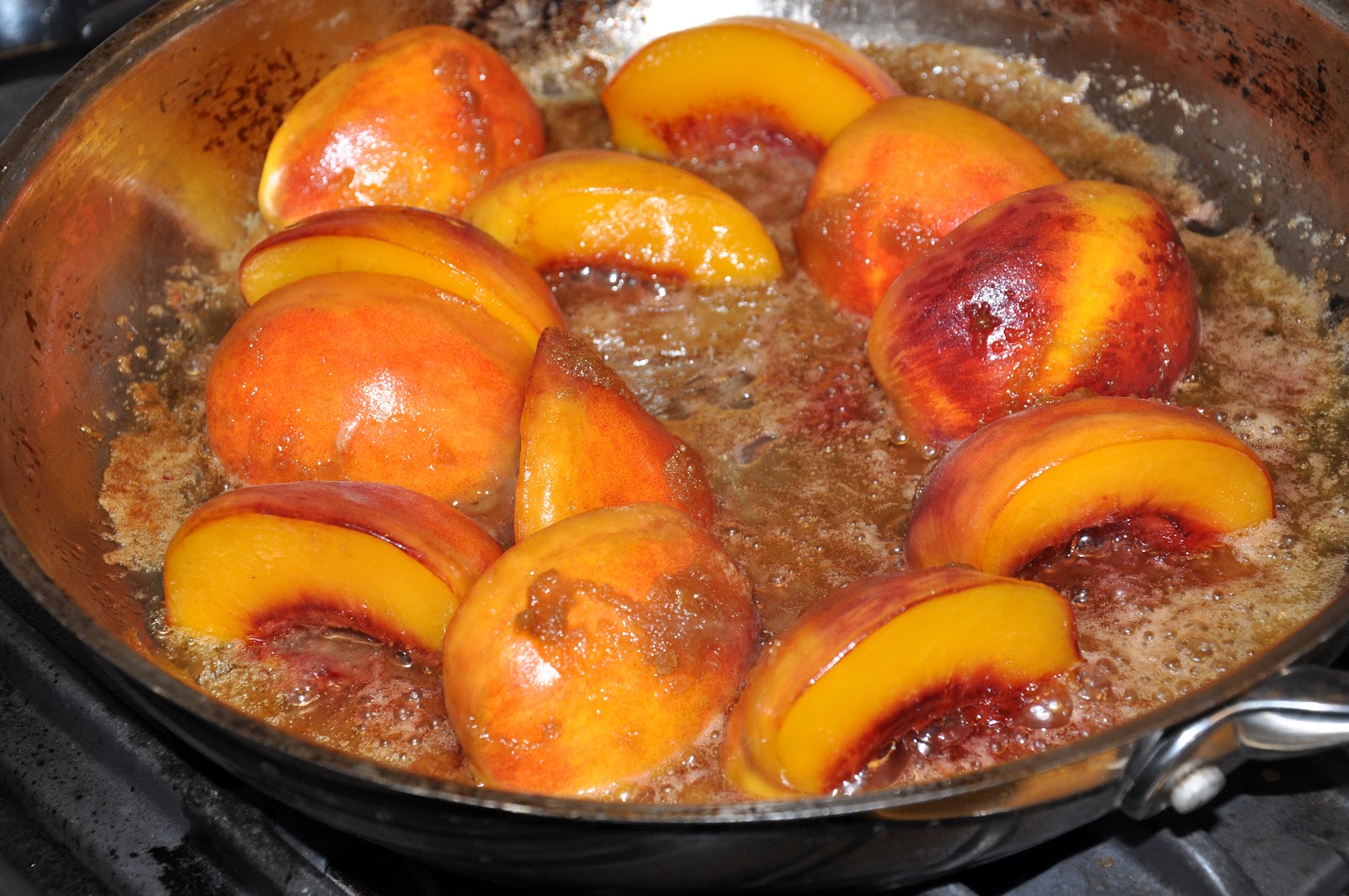 RedheadWhite&Food Brown Sugar, Brandied Peaches over Ice Cream!