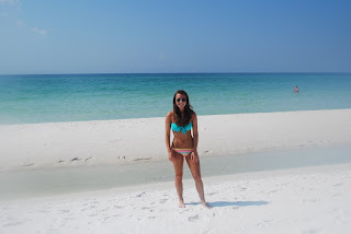 Caitlin Houston in teal and stripe bikini in Destin Florida Summer 2011