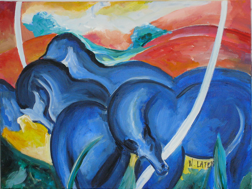 Blue Horses (1911) by Franz Marc. Not always a fan of Expressionism