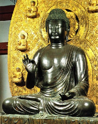 Yakushi Nyorai of Buddha triad, Yakushi-ji temple, Nara, early 7th century, bronze, H.2.5m.　