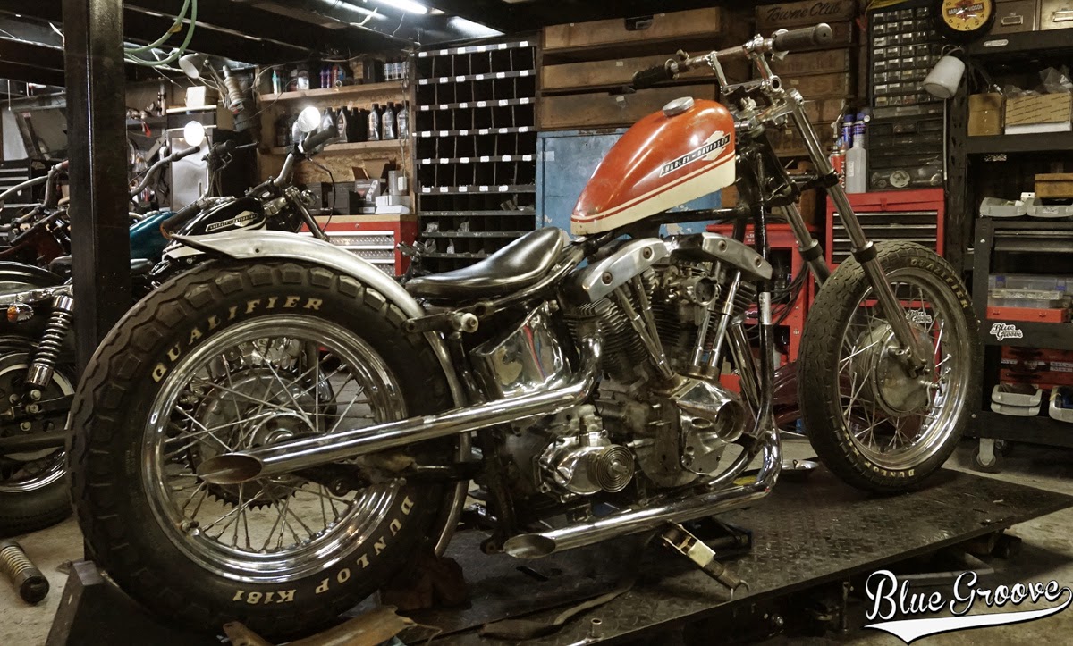 BLUE GROOVE SHOP BLOG SOLD 72`FX 4SPD Swing Arm Chopper Project