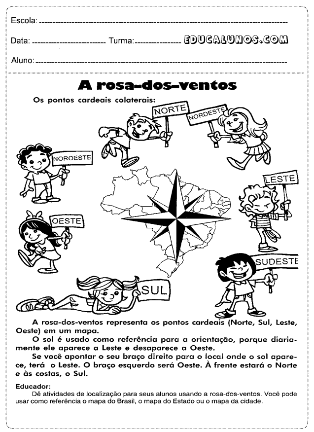 Atividades sobre pontos cardeais colaterais