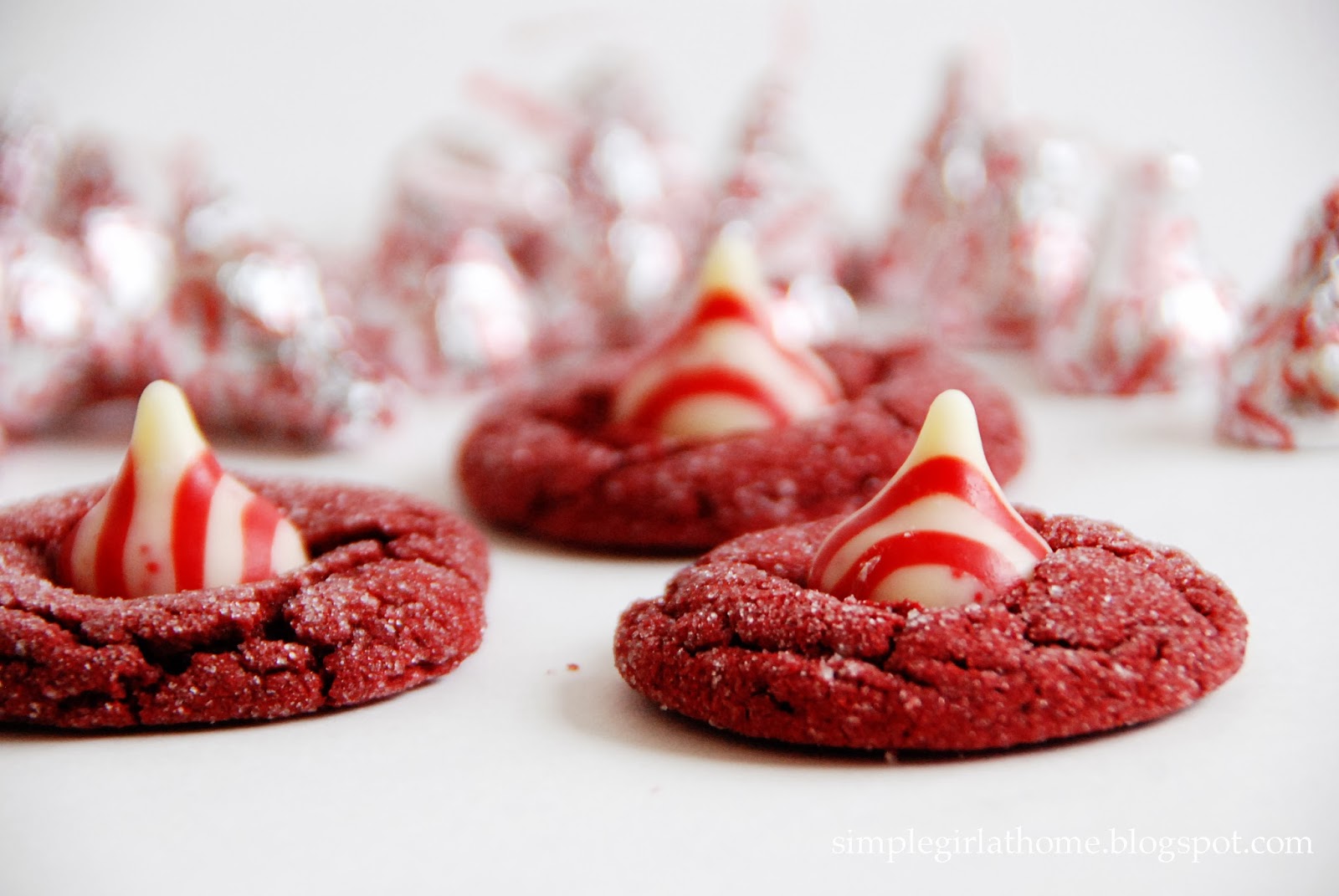 Red Velvet Peppermint Kiss Cookies