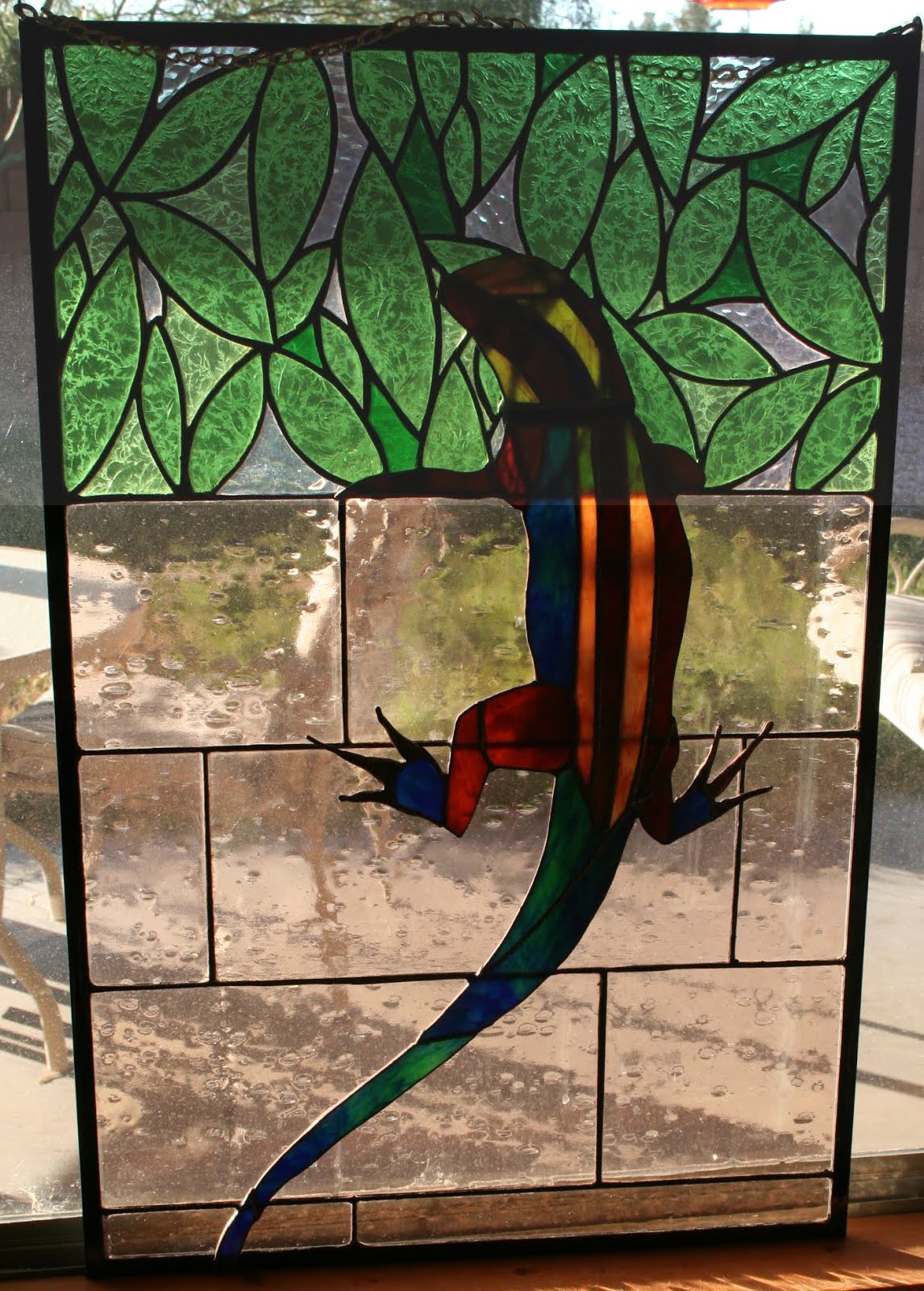 Scoon Glass Creations Lizard stained glass panel