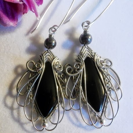 wire wrapped jewelry handmade tutorial marvelous marquise earrings earring beaded weaving pattern supplies