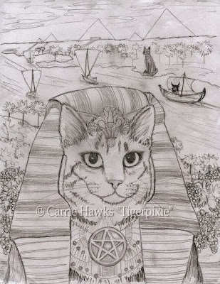 King of Pentacles, "Pharaoh Cat" for the 78 Tarot Nautical Deck