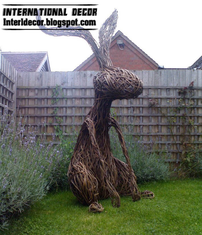 Hare willow sculpture for decorative garden ideas