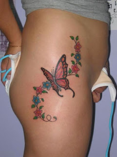 Butterfly and Flowers - Feminine Tattoos