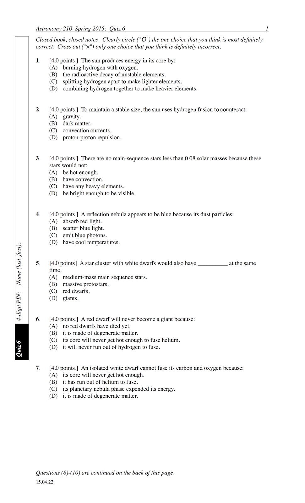 Printables Stellar Evolution Worksheet p dogs blog boring but important astronomy quiz archive section 30676