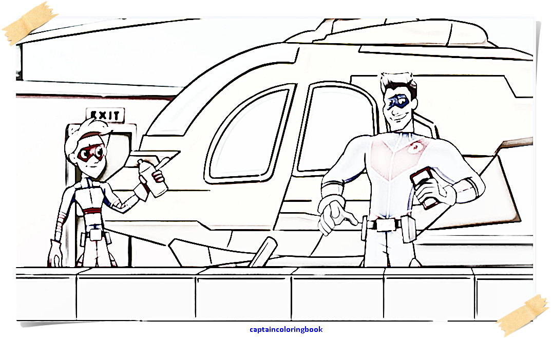 Danger Kid Coloring Man Captain Adventures Sketch Coloring Page.