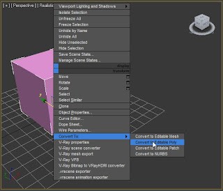 Convert to editable poly Menú de convert to editable poly en 3ds max