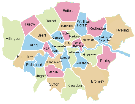 Map of Brent Borough City,