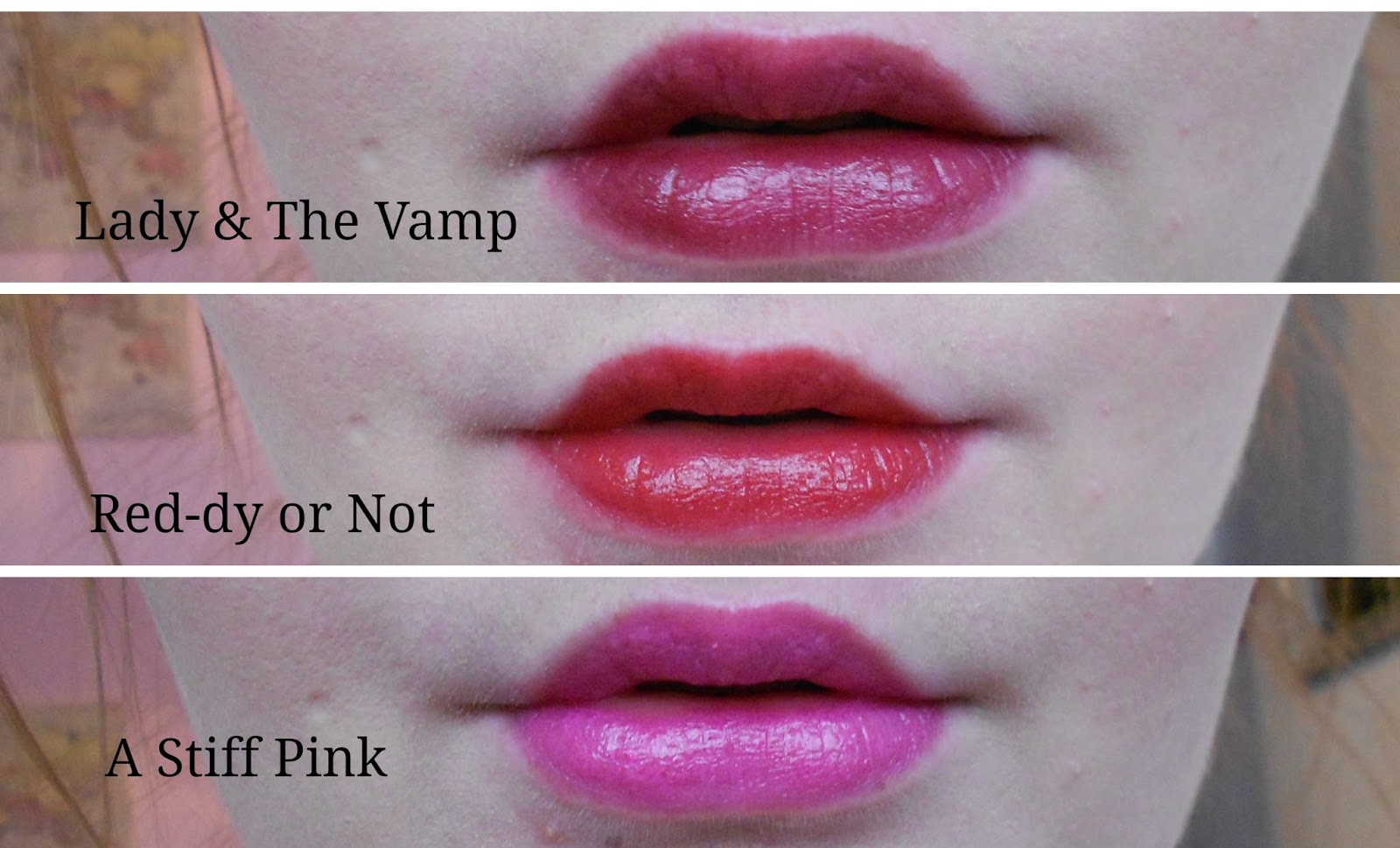 wet n wild balm stain swatches stiff pink lady and vamp