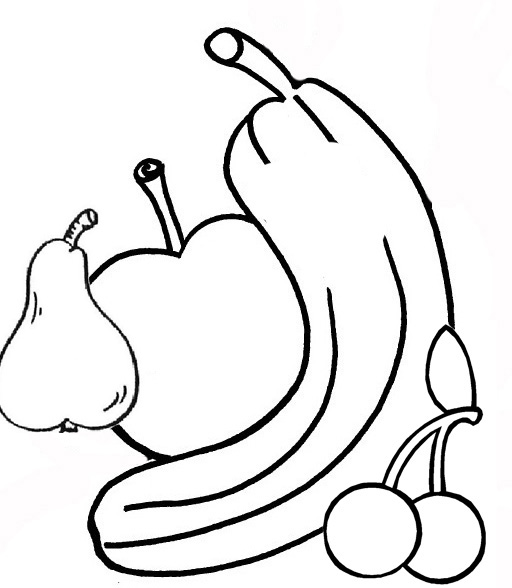 Coloring Pages Of Apples, Bananas, Cherries and Guavas | Team colors