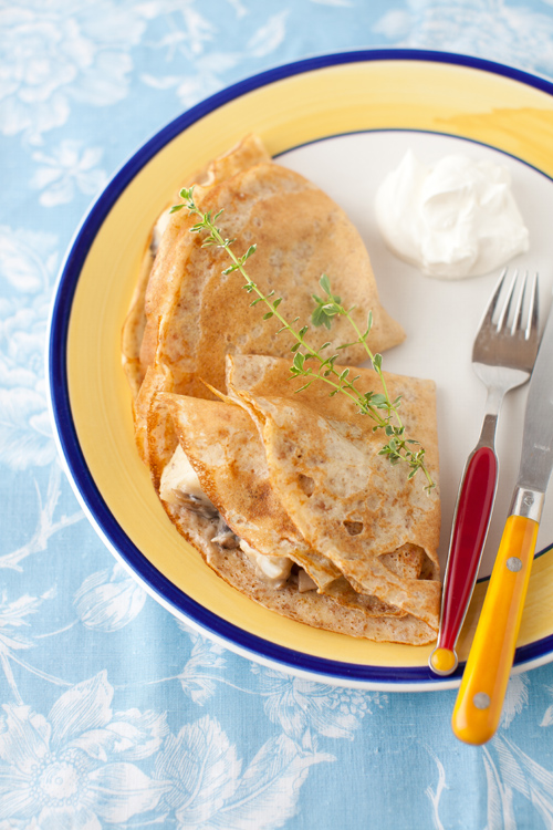 Crêpes with three different fillings Earthy Barley with Enoki