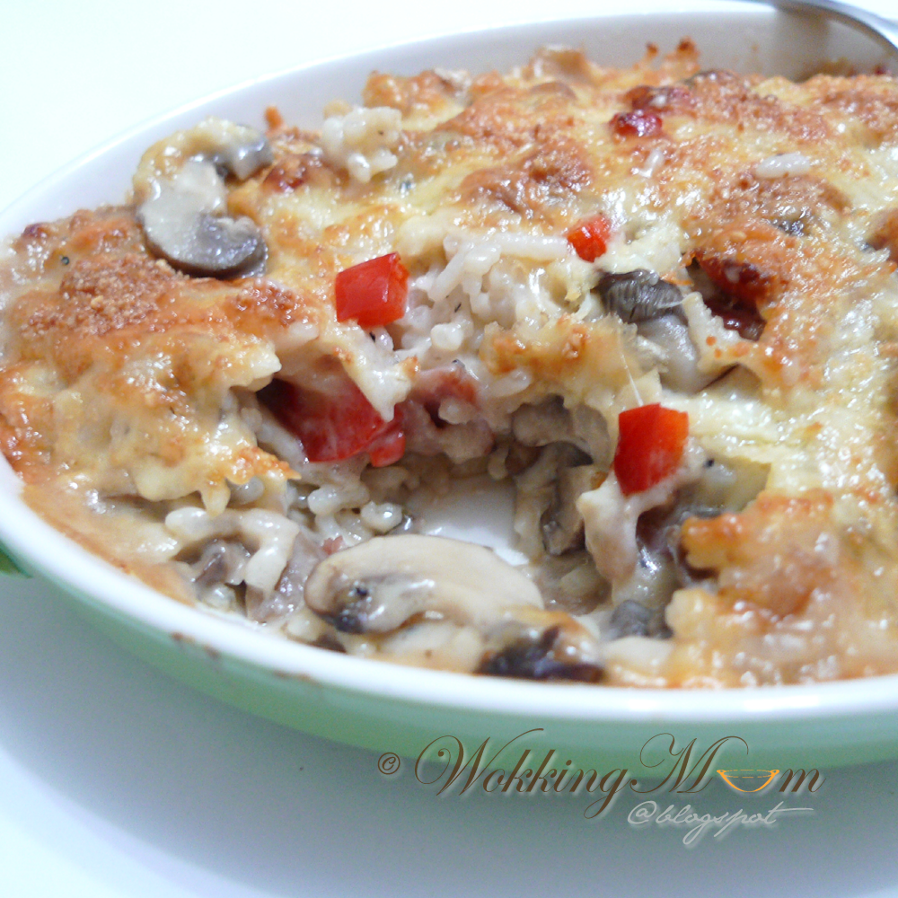 Let's get Wokking! Cheesy Mushroom Baked Rice 芝士蘑菇烤饭 Singapore Food