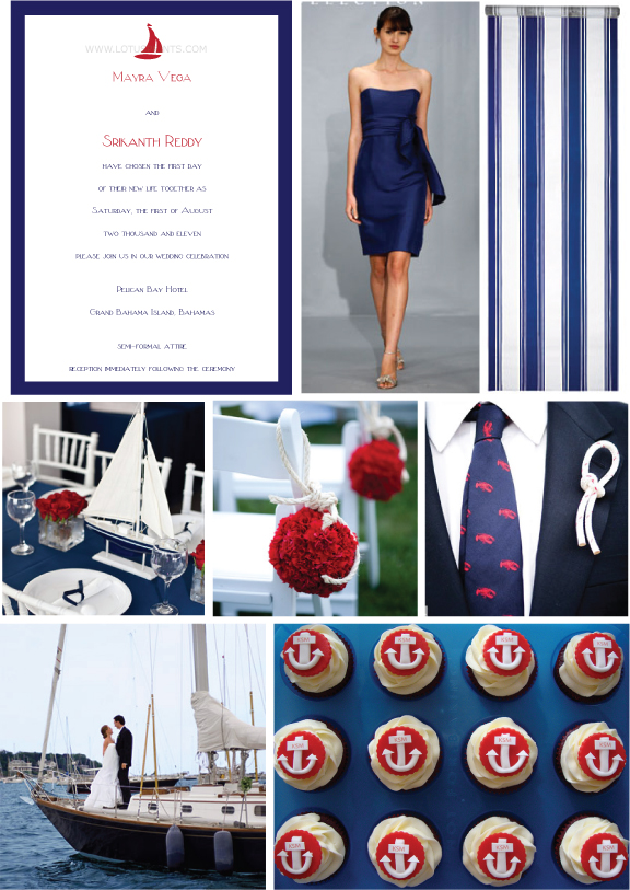 Lotus Prints Classic Sail Wedding Invitation Dress Aisle Runner 