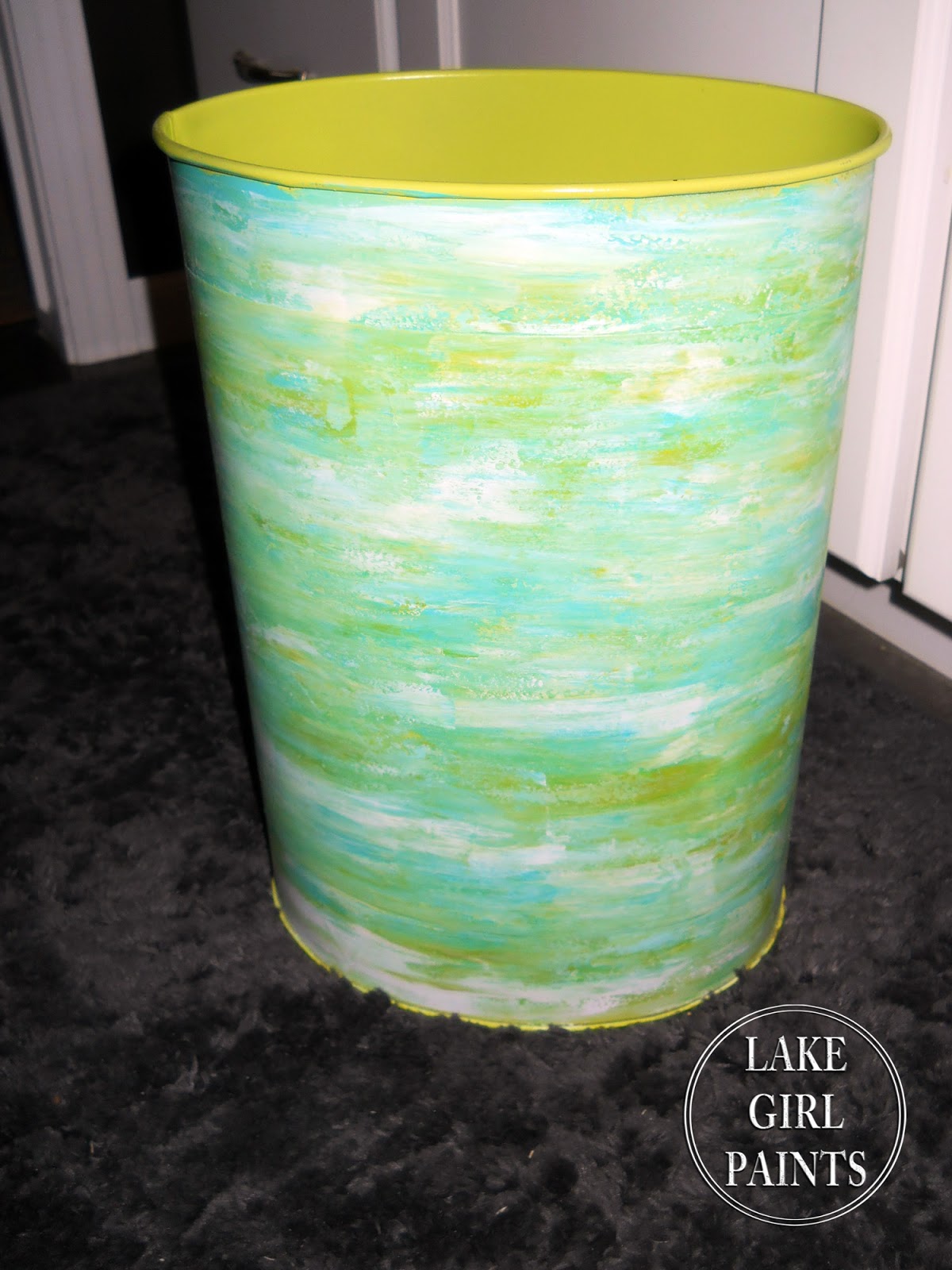 Lake Girl Paints 30 Minute Upcycle for Old Metal Trash Can