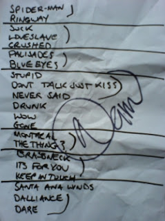 The Wedding Present: set list from 29th May 2008, signed by David Gedge
