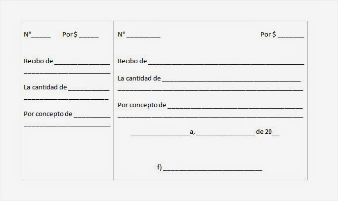 formato recibo de dinero word