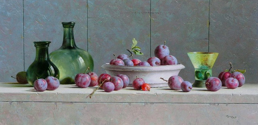 Imágenes arte pinturas: pintura bodegón con uvas óleo Uvas pintadas