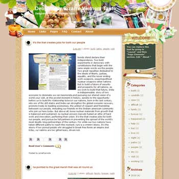 Delightfully Bizarre Vietnam Taste blogger template from wordpress. travel blog template.